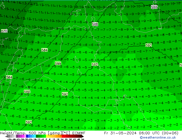 Yükseklik/Sıc. 500 hPa ECMWF Cu 31.05.2024 06 UTC