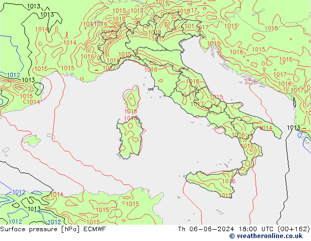 Atmosférický tlak ECMWF Čt 06.06.2024 18 UTC