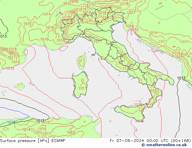 pressão do solo ECMWF Sex 07.06.2024 00 UTC