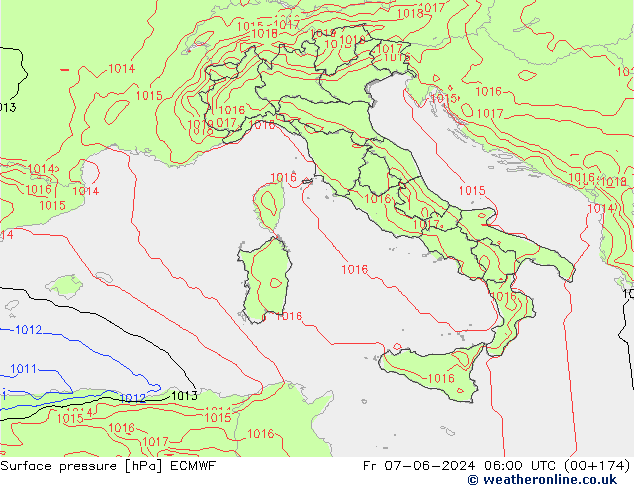 Yer basıncı ECMWF Cu 07.06.2024 06 UTC