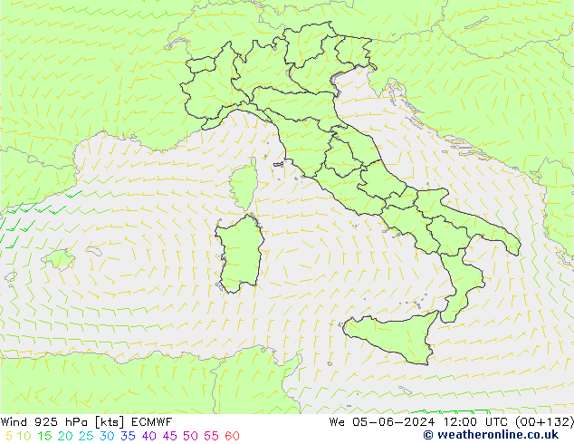 Viento 925 hPa ECMWF mié 05.06.2024 12 UTC