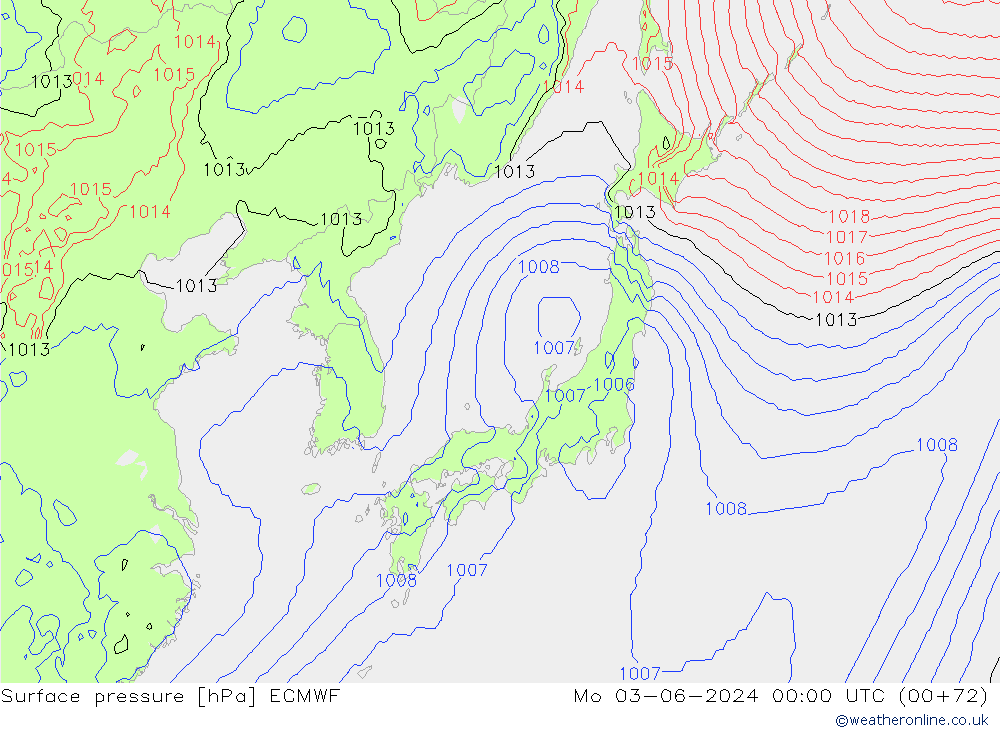 Surface pressure ECMWF Mo 03.06.2024 00 UTC