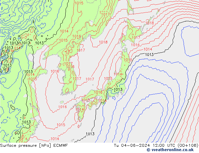 Pressione al suolo ECMWF mar 04.06.2024 12 UTC