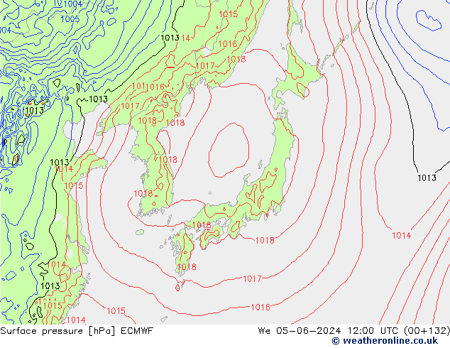 Surface pressure ECMWF We 05.06.2024 12 UTC