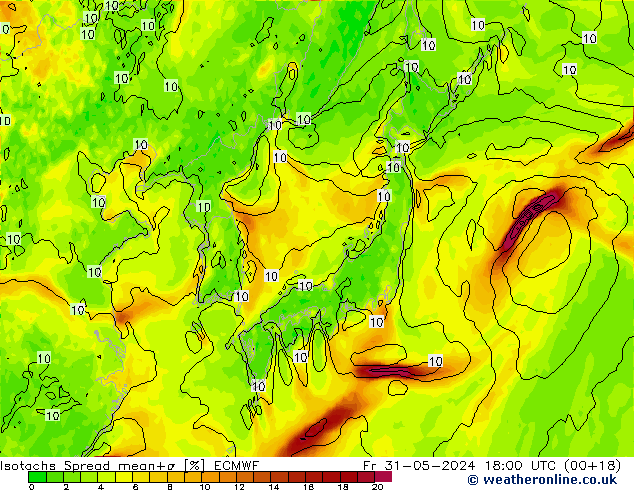 Isotachen Spread ECMWF vr 31.05.2024 18 UTC