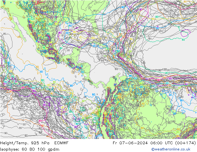 Height/Temp. 925 hPa ECMWF Pá 07.06.2024 06 UTC