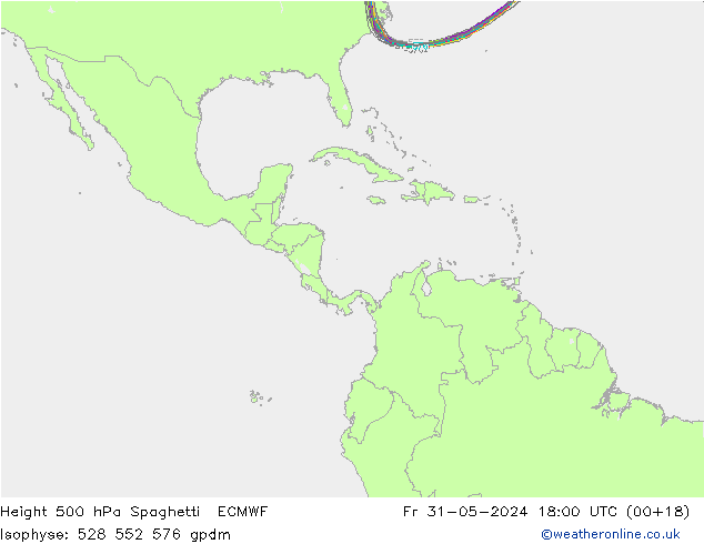 Height 500 hPa Spaghetti ECMWF pt. 31.05.2024 18 UTC