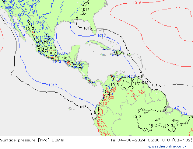 Yer basıncı ECMWF Sa 04.06.2024 06 UTC