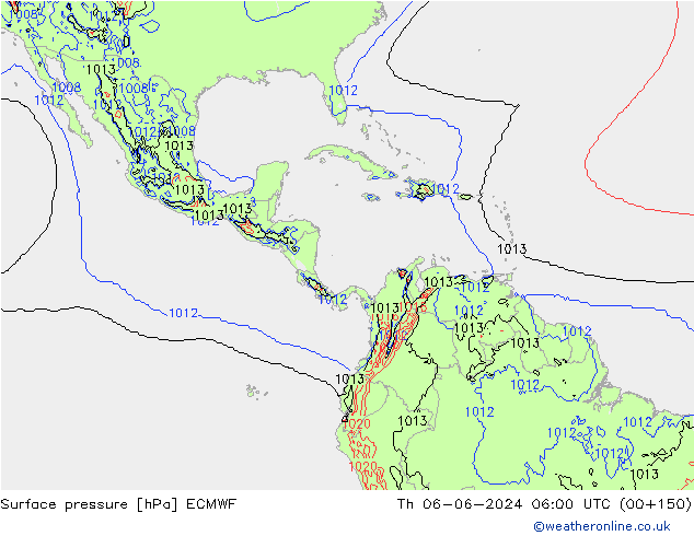 Surface pressure ECMWF Th 06.06.2024 06 UTC