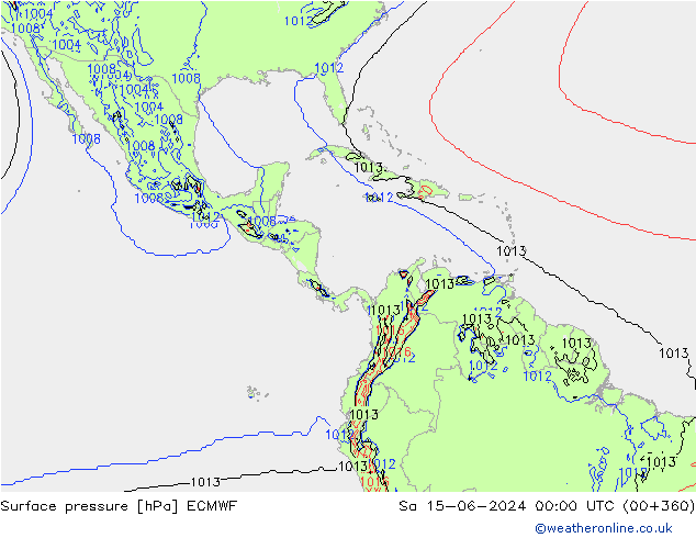 Atmosférický tlak ECMWF So 15.06.2024 00 UTC