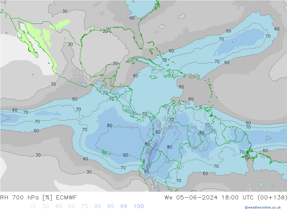 RH 700 hPa ECMWF We 05.06.2024 18 UTC