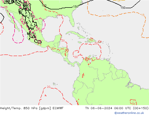Yükseklik/Sıc. 850 hPa ECMWF Per 06.06.2024 06 UTC