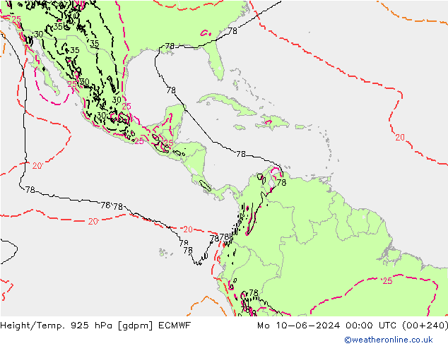 Yükseklik/Sıc. 925 hPa ECMWF Pzt 10.06.2024 00 UTC