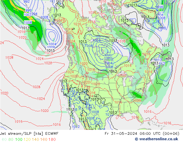 Polarjet/Bodendruck ECMWF Fr 31.05.2024 06 UTC