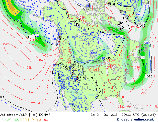 Polarjet/Bodendruck ECMWF Sa 01.06.2024 00 UTC