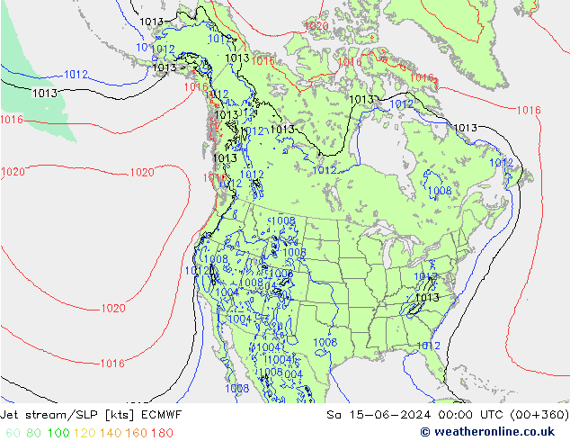 Jet stream/SLP ECMWF Sa 15.06.2024 00 UTC