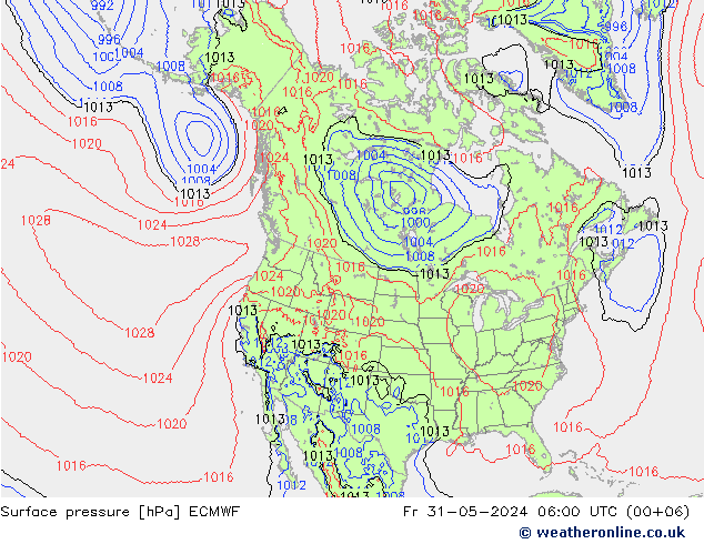 Bodendruck ECMWF Fr 31.05.2024 06 UTC