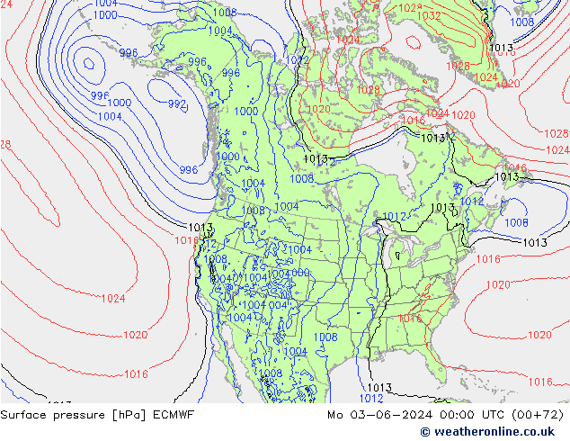 Luchtdruk (Grond) ECMWF ma 03.06.2024 00 UTC