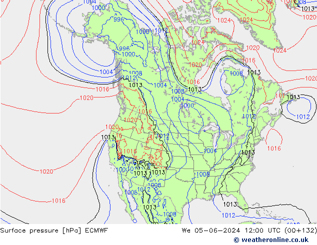 ciśnienie ECMWF śro. 05.06.2024 12 UTC