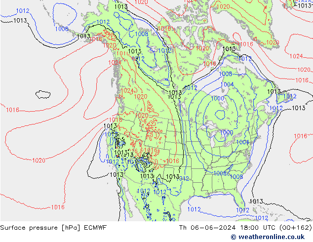 Surface pressure ECMWF Th 06.06.2024 18 UTC