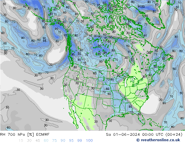 RH 700 hPa ECMWF Sa 01.06.2024 00 UTC