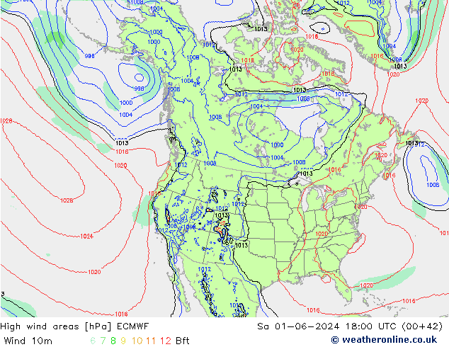 yüksek rüzgarlı alanlar ECMWF Cts 01.06.2024 18 UTC