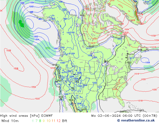 High wind areas ECMWF Po 03.06.2024 06 UTC