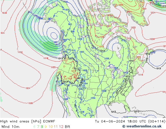 High wind areas ECMWF  04.06.2024 18 UTC