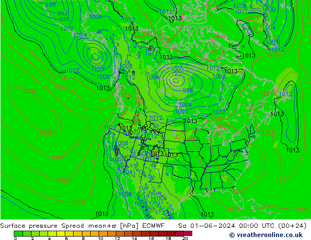 Bodendruck Spread ECMWF Sa 01.06.2024 00 UTC