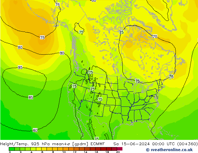 Height/Temp. 925 hPa ECMWF sab 15.06.2024 00 UTC