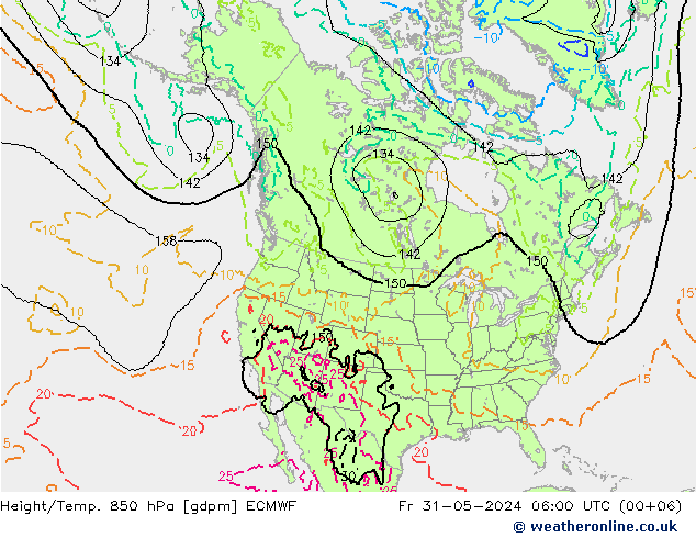 Height/Temp. 850 hPa ECMWF Fr 31.05.2024 06 UTC