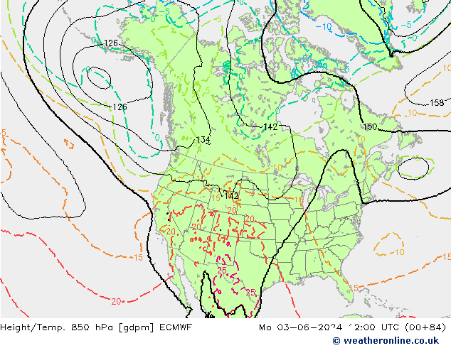 Yükseklik/Sıc. 850 hPa ECMWF Pzt 03.06.2024 12 UTC