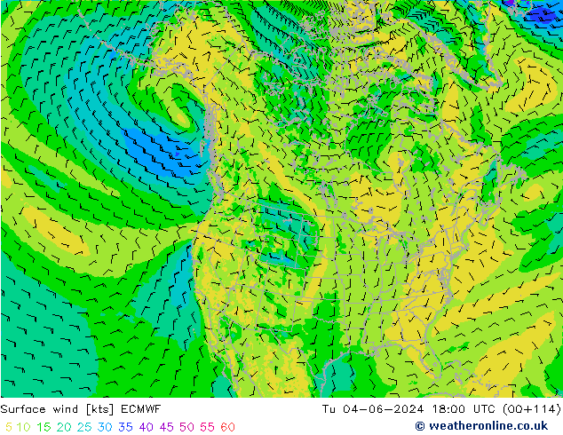 Rüzgar 10 m ECMWF Sa 04.06.2024 18 UTC