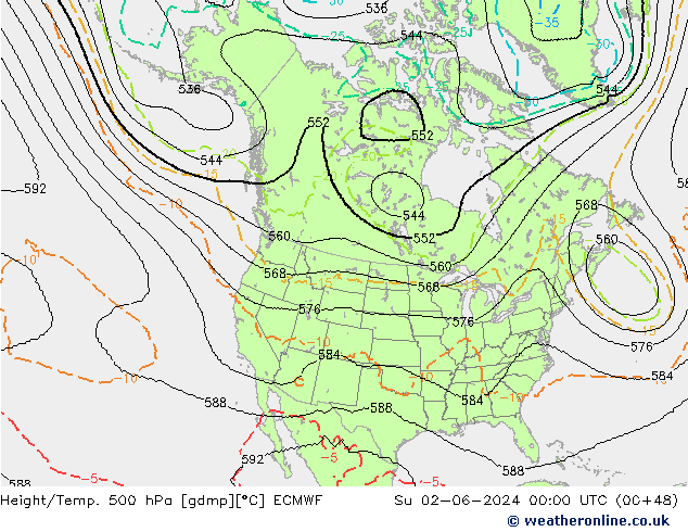 Géop./Temp. 500 hPa ECMWF dim 02.06.2024 00 UTC