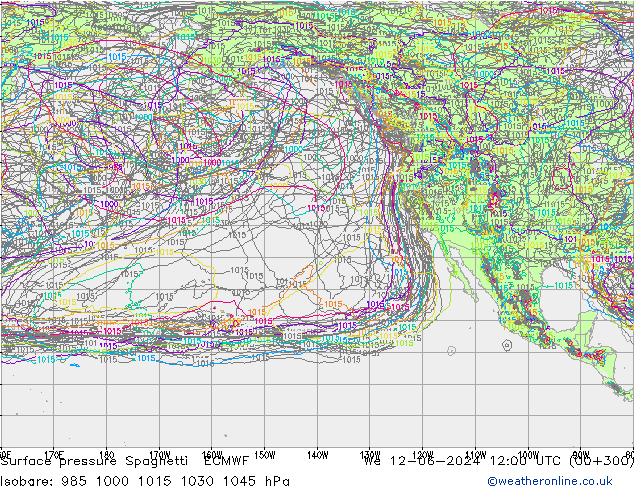 Pressione al suolo Spaghetti ECMWF mer 12.06.2024 12 UTC