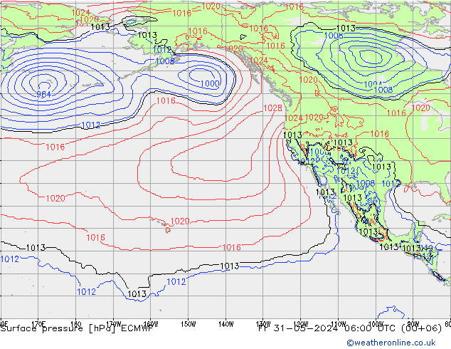 Atmosférický tlak ECMWF Pá 31.05.2024 06 UTC