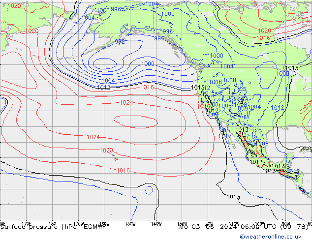 Surface pressure ECMWF Mo 03.06.2024 06 UTC