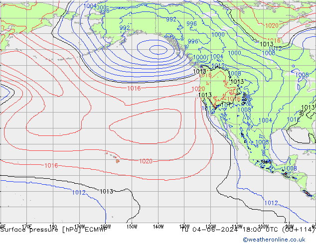 Surface pressure ECMWF Tu 04.06.2024 18 UTC