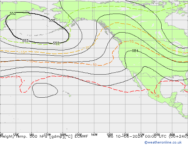 Yükseklik/Sıc. 500 hPa ECMWF Pzt 10.06.2024 00 UTC