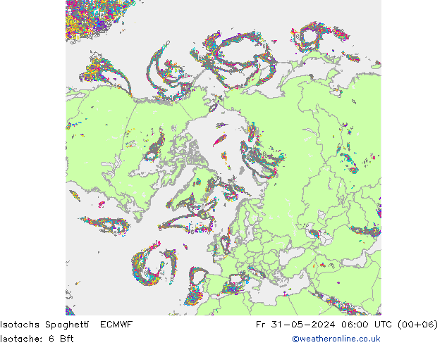 Isotachs Spaghetti ECMWF Sex 31.05.2024 06 UTC