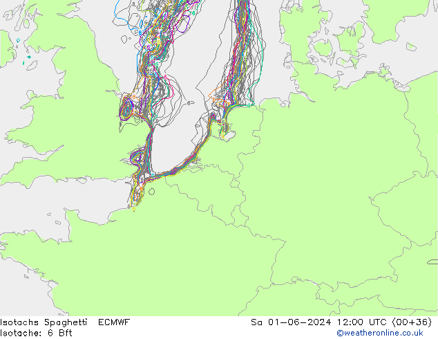 Isotachs Spaghetti ECMWF Sa 01.06.2024 12 UTC