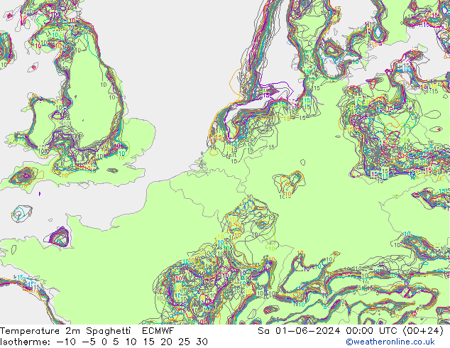 Temperatuurkaart Spaghetti ECMWF za 01.06.2024 00 UTC