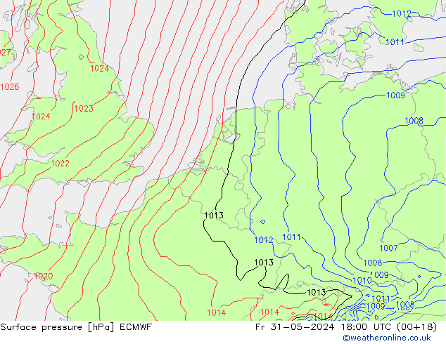 pression de l'air ECMWF ven 31.05.2024 18 UTC