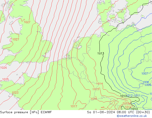 Luchtdruk (Grond) ECMWF za 01.06.2024 06 UTC