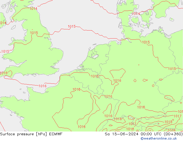 Surface pressure ECMWF Sa 15.06.2024 00 UTC