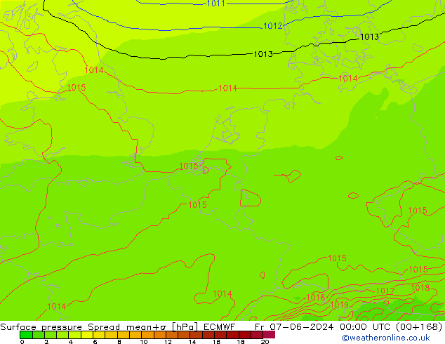 приземное давление Spread ECMWF пт 07.06.2024 00 UTC