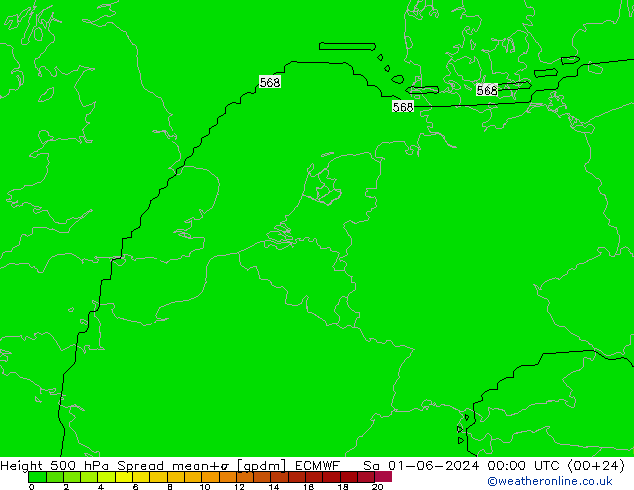 Height 500 hPa Spread ECMWF Sa 01.06.2024 00 UTC