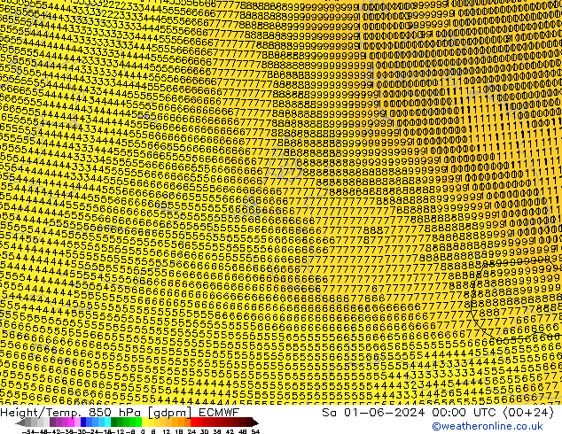 Height/Temp. 850 hPa ECMWF Sa 01.06.2024 00 UTC