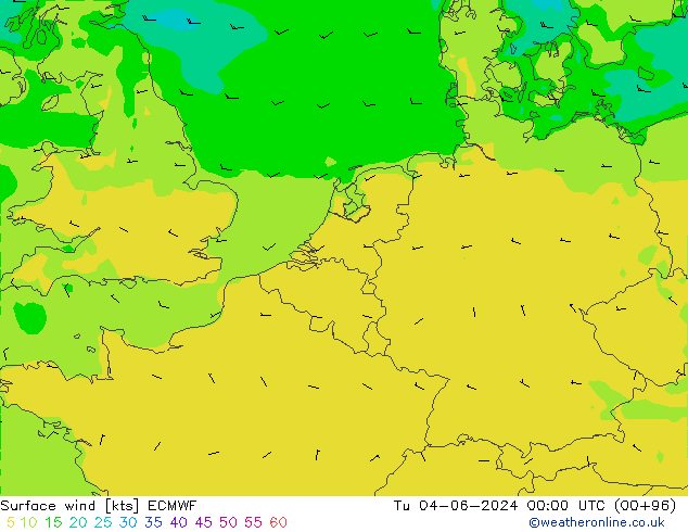 Viento 10 m ECMWF mar 04.06.2024 00 UTC