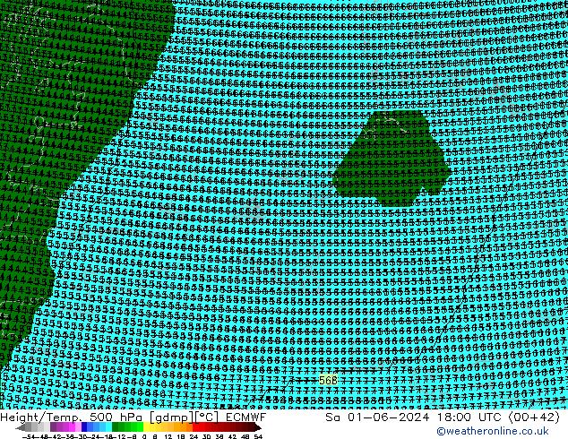 Yükseklik/Sıc. 500 hPa ECMWF Cts 01.06.2024 18 UTC